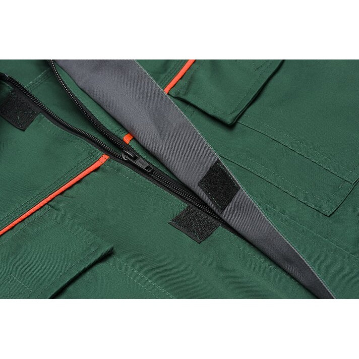 Planam Visline V2 Waisted Jacket zinc/orange/slate - Smooth surface thanks to the covered front zip.