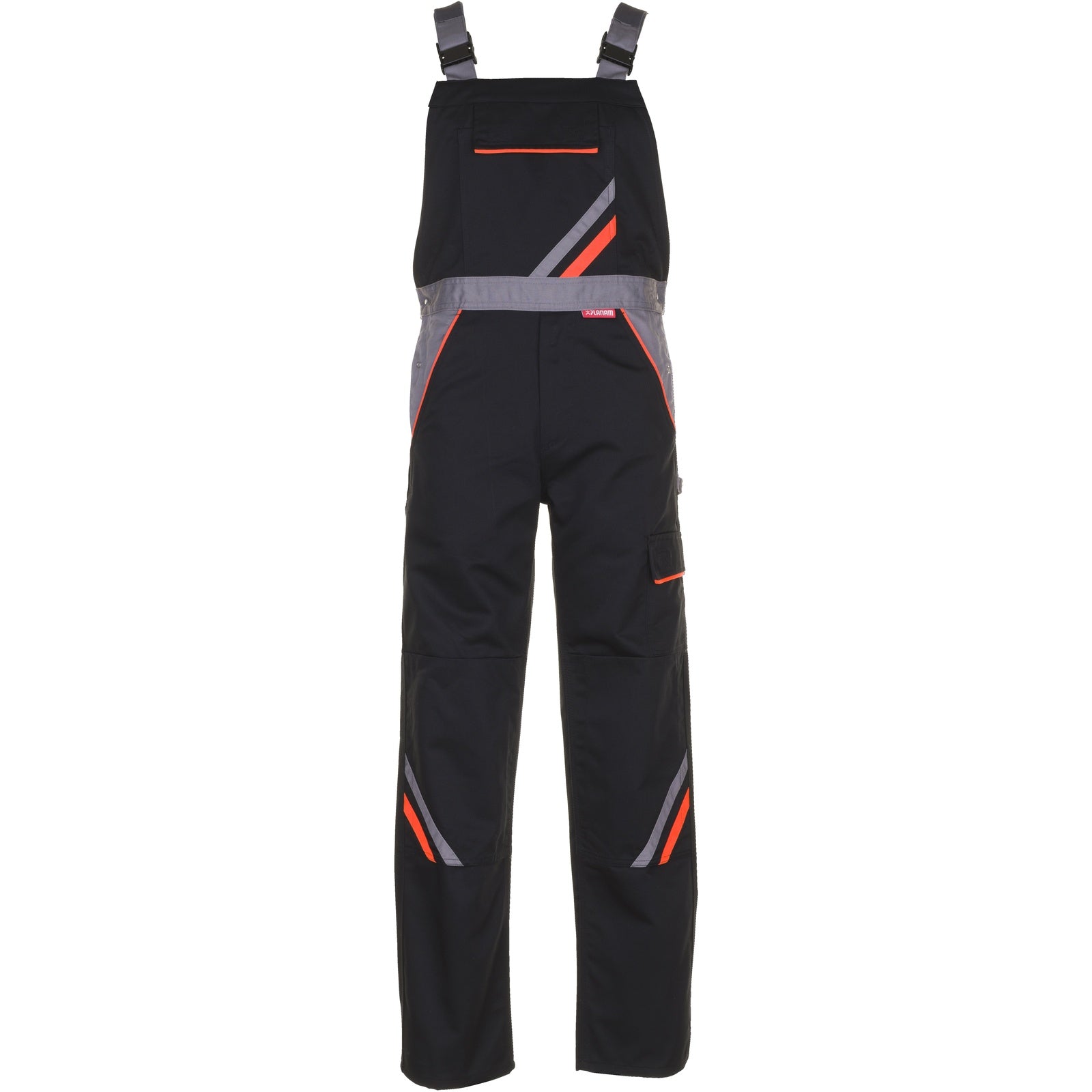 Planam Visline Dungarees black/orange/zinc - Main