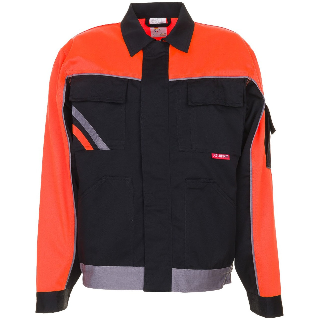 Planam Visline V1 Waisted Jacket black/orange/zinc - Model view 1
